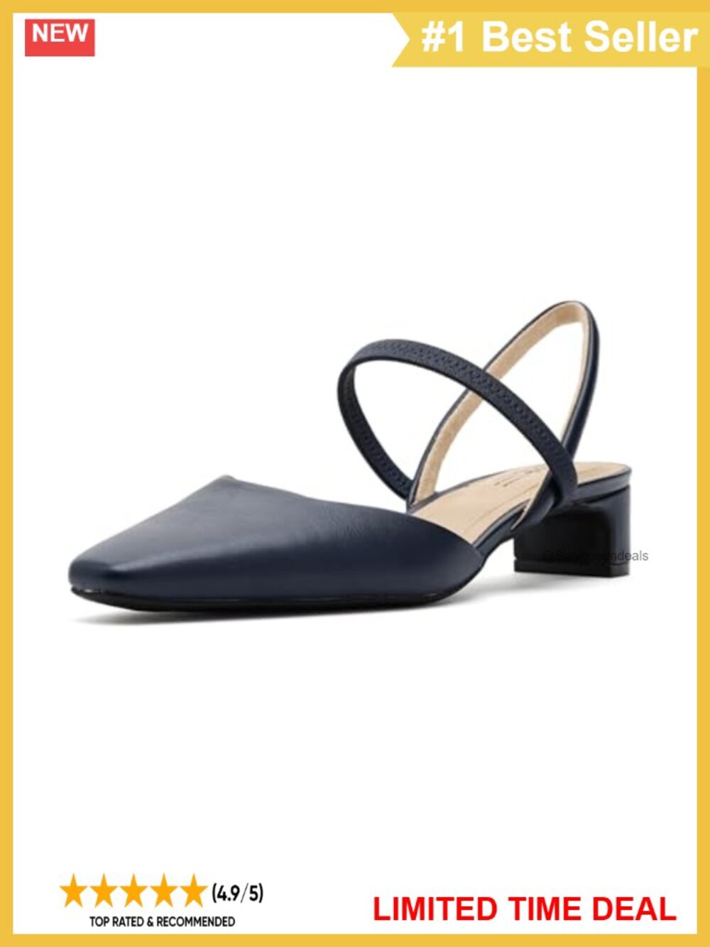 Slingback Block Kitten Heel Pump Square Toe Dress Shoe